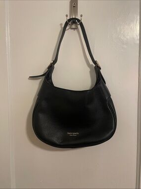 Kate Spade Black Pebbled Genuine Leather Shoulder Hobo | Gold Hardware